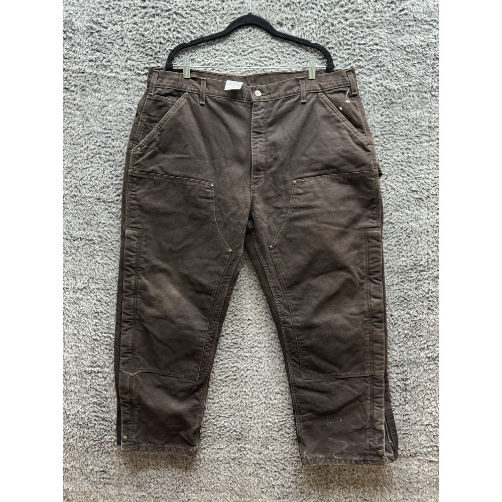 Carhartt Double Knee Jeans 42x30 Brown Mens B194 Dungaree Quilt Lined Work Heavy
